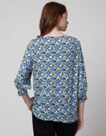 St. Yves 3/4 Blouse Knit Baloon Sleeve Floral