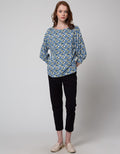 St. Yves 3/4 Blouse Knit Baloon Sleeve Floral