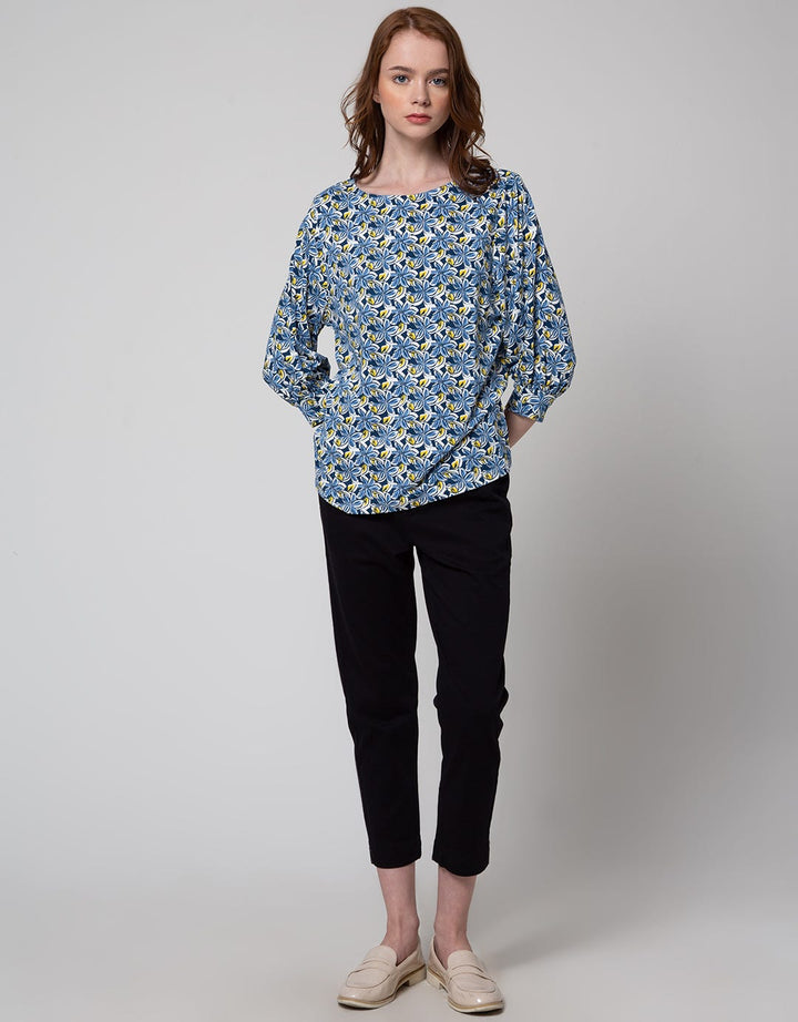 St. Yves 3/4 Blouse Knit Baloon Sleeve Floral