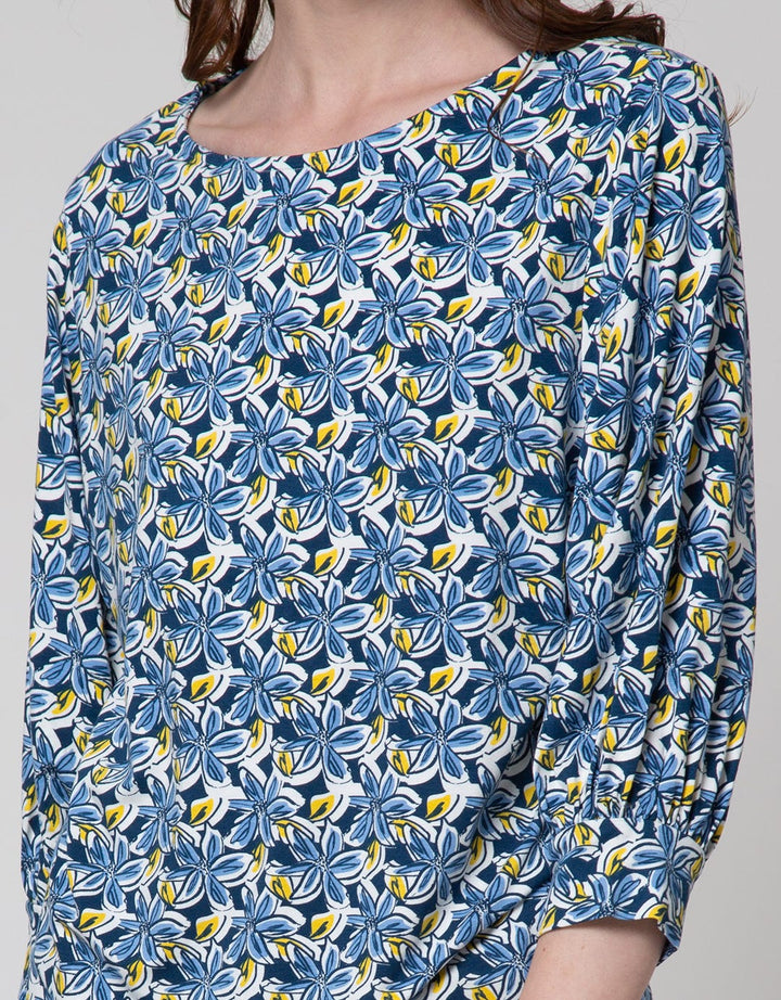 St. Yves 3/4 Blouse Knit Baloon Sleeve Floral