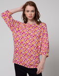 St. Yves 3/4 Blouse Knit Baloon Sleeve Floral