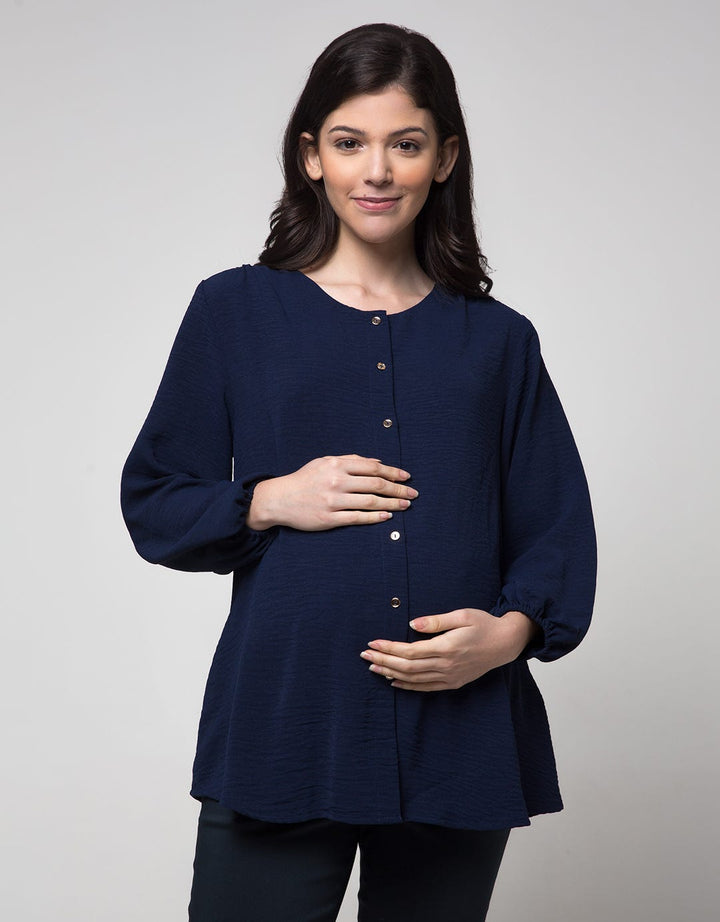 Connexion Airflow Gold Button Blouse Ibu Hamil