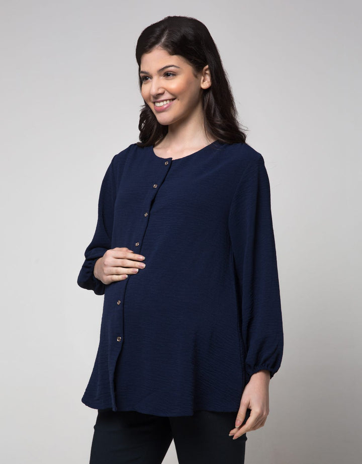 Connexion Airflow Gold Button Blouse Ibu Hamil