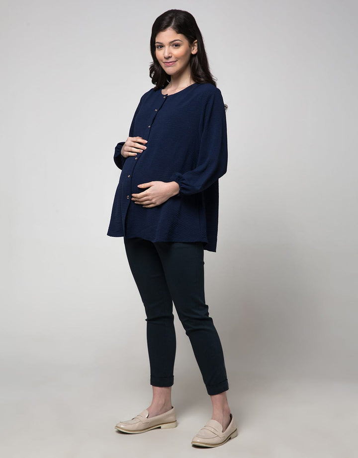 Connexion Airflow Gold Button Blouse Ibu Hamil