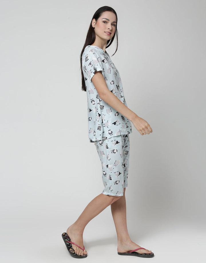 ST. YVES Short Sleeve Pajama Capri Curly Sheep
