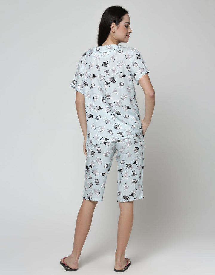 ST. YVES Short Sleeve Pajama Capri Curly Sheep