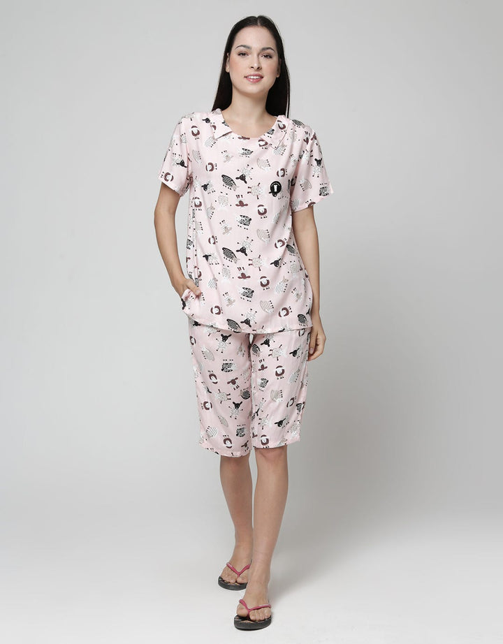 ST. YVES Short Sleeve Pajama Capri Curly Sheep