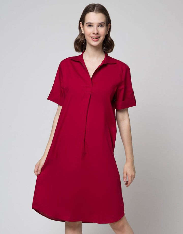 St. Yves Cotton Poplin Mini Dress Wanita