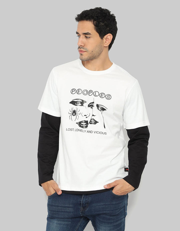 Peoples T-Shirt Double Layer Sj "Lost, Lonely And Vicious"