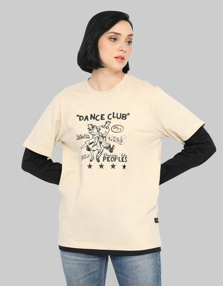 Peoples T-Shirt Long Sleeve Double Layer Print "Dance Club"