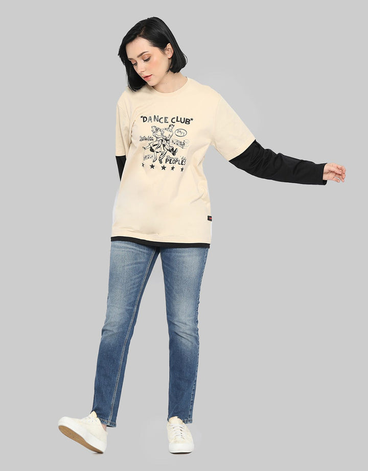 Peoples T-Shirt Long Sleeve Double Layer Print "Dance Club"