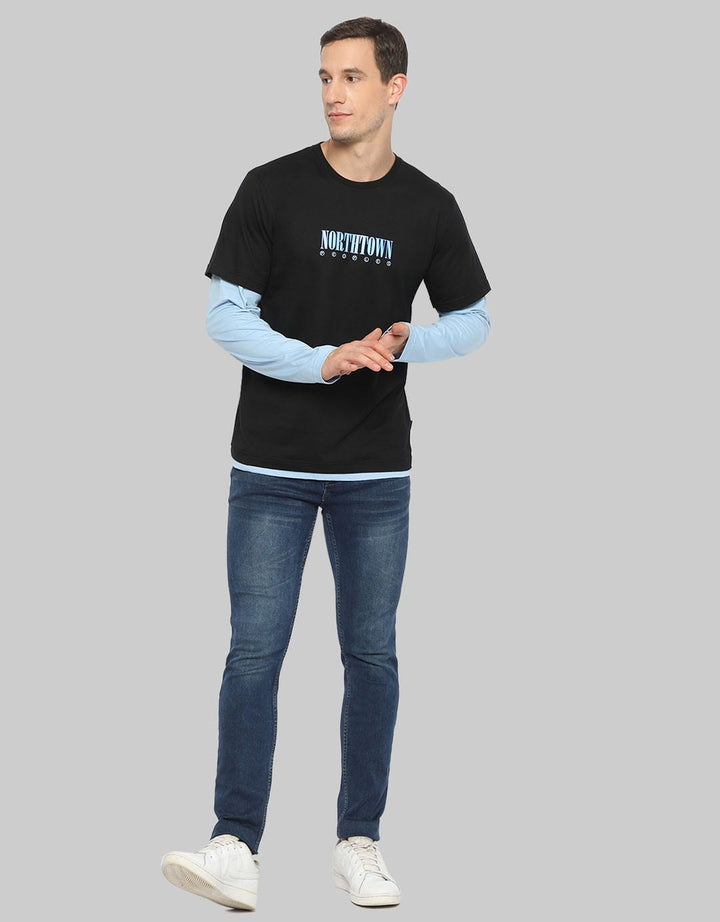 Peoples T-Shirt Long Sleeve Double Layer Print "Northtown"