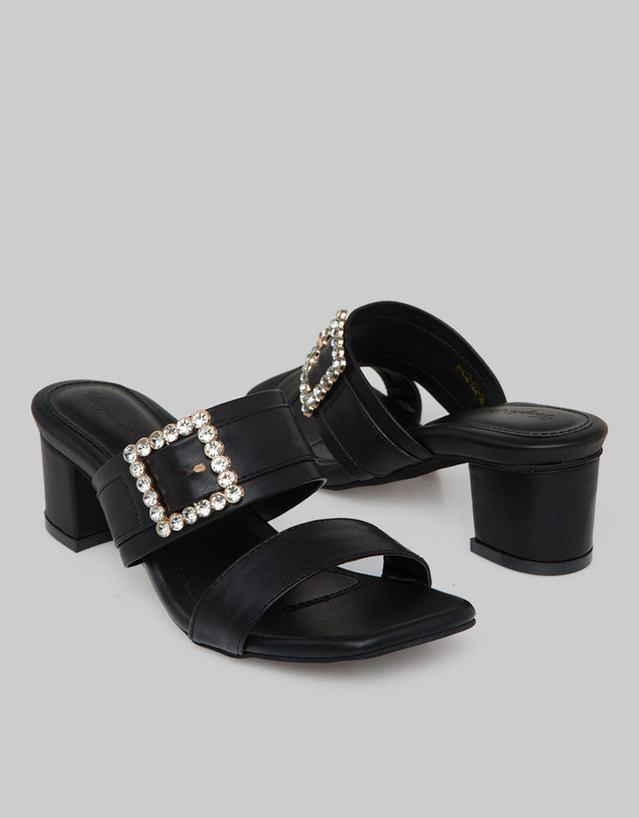 Yongki Komaladi Silver Buckle Heels Women's Sandals