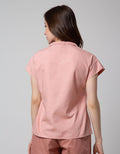 Connexion Short Sleeve Blouse 2 Pocket Cott Linen Resort Collar