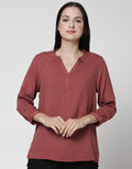 Connexion Long Sleeve Blouse 7/8 Sleve Rayon Twill No Button Hai Neck