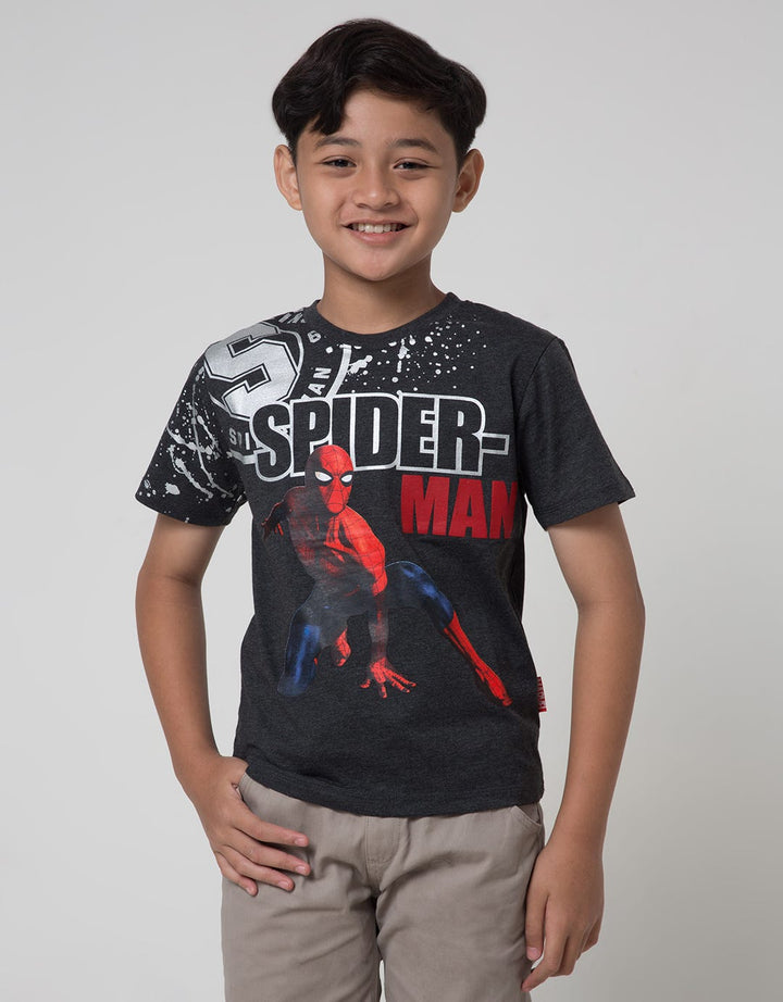 Marvel T-Shirt Spiderman Jongkok Stamp Amazing