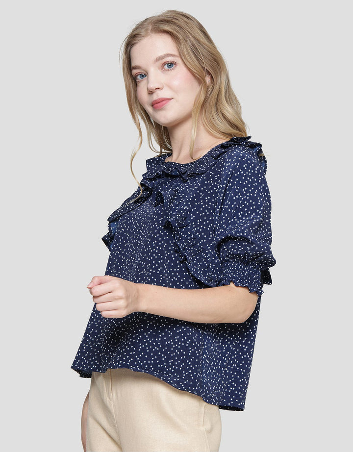Edition Vruffle Blouse Lengan Pendek Wanita
