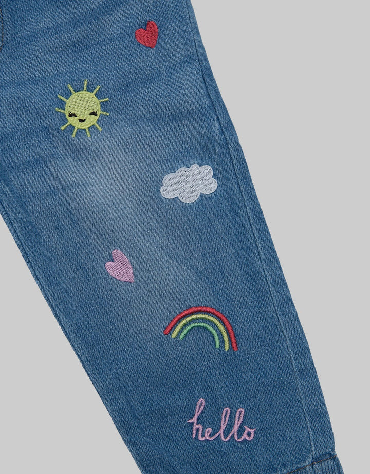 Pipiniko Rainbow Patch Celana Denim Anak Perempuan