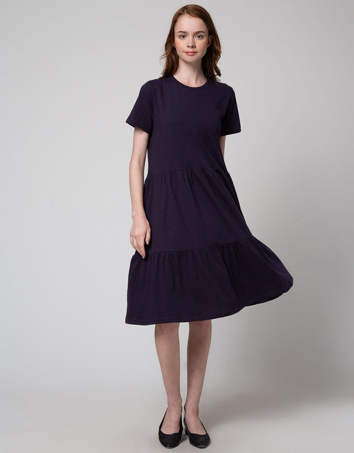 Connexion Short Sleeve Midi Dress Knit Tiered