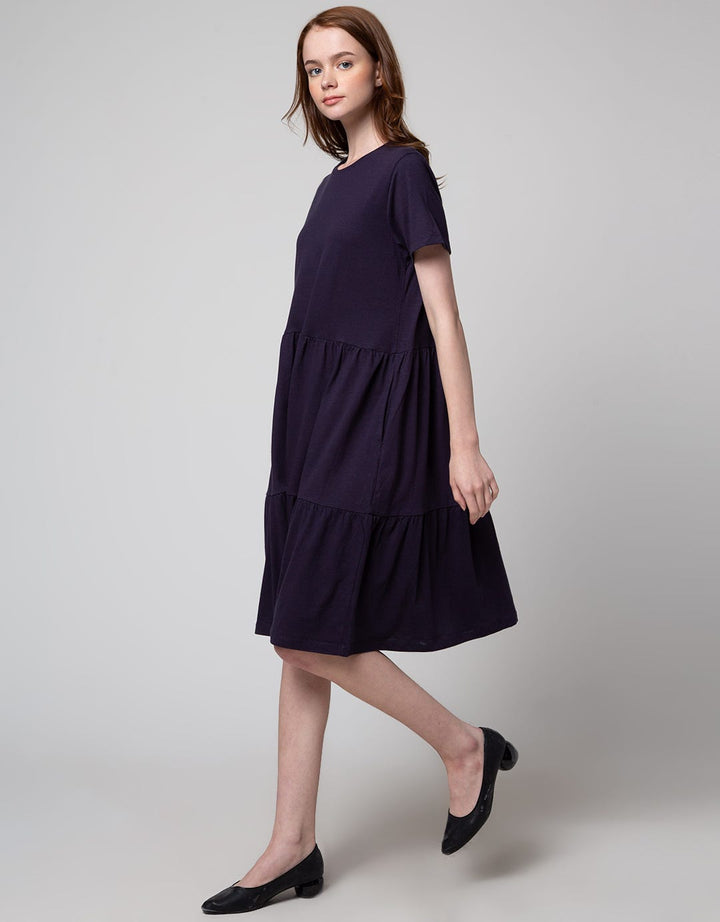 Connexion Short Sleeve Midi Dress Knit Tiered