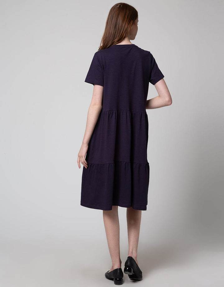 Connexion Short Sleeve Midi Dress Knit Tiered