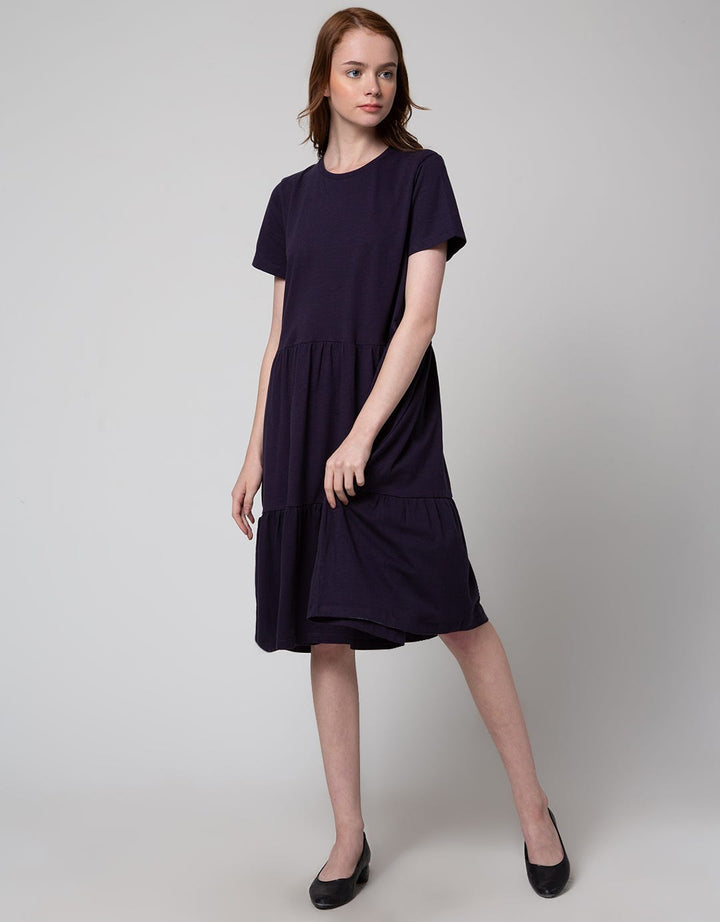 Connexion Short Sleeve Midi Dress Knit Tiered