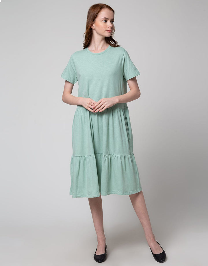 Connexion Short Sleeve Midi Dress Knit Tiered