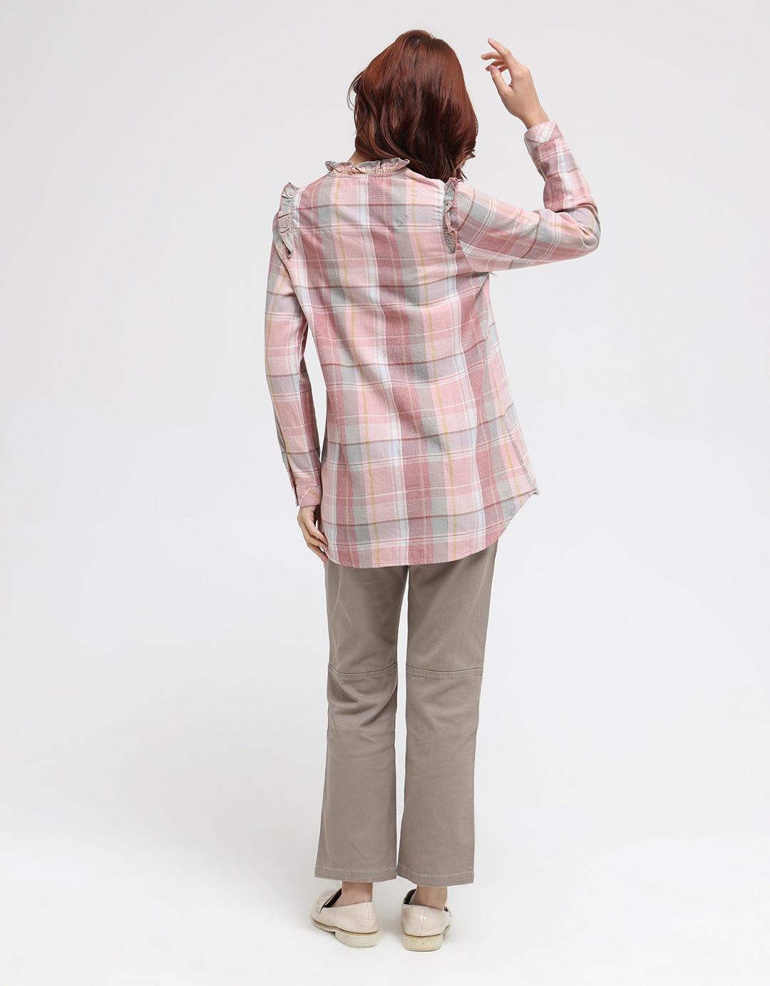 Triset Casual Plaid Motif Blouse