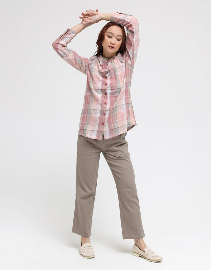 Triset Casual Plaid Motif Blouse