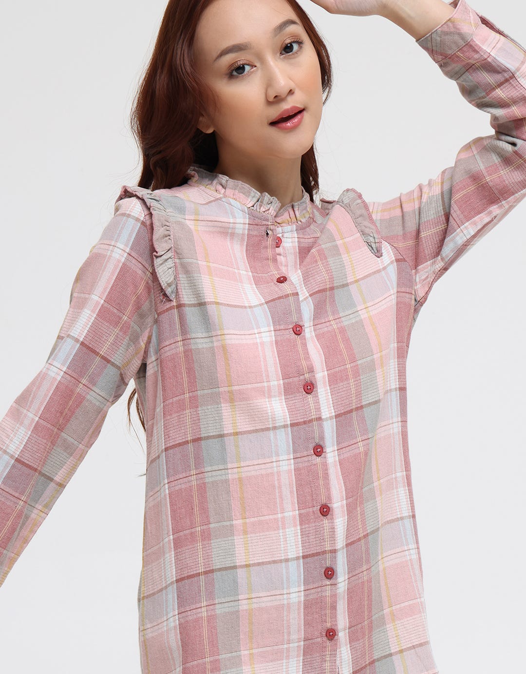 Triset Casual Plaid Motif Blouse