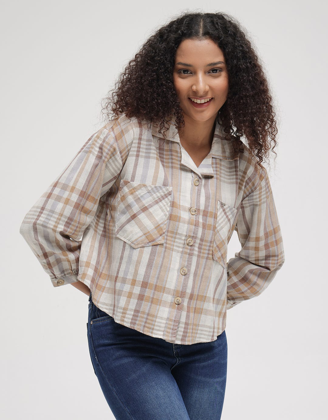 Triset Casual Plaid Motif Blouse