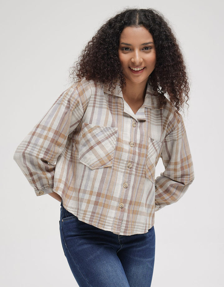 Triset Casual Plaid Motif Blouse