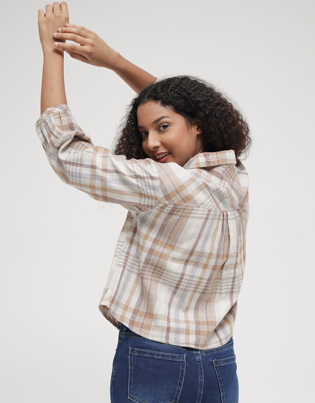 Triset Casual Plaid Motif Blouse