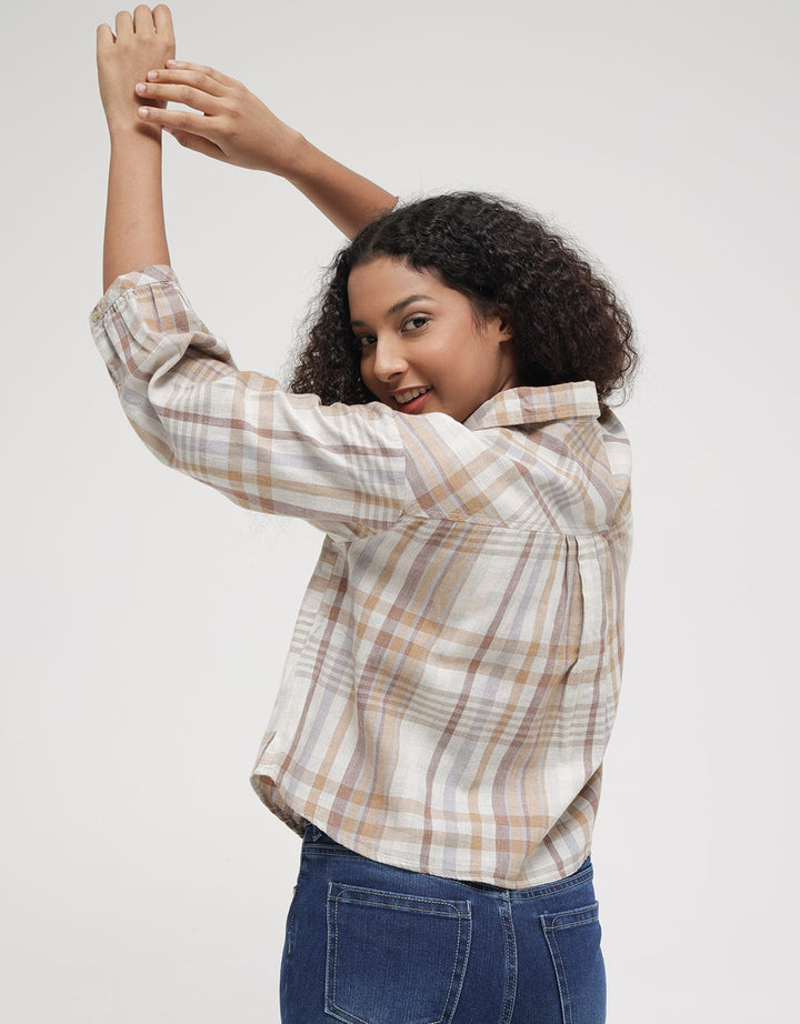 Triset Casual Plaid Motif Blouse