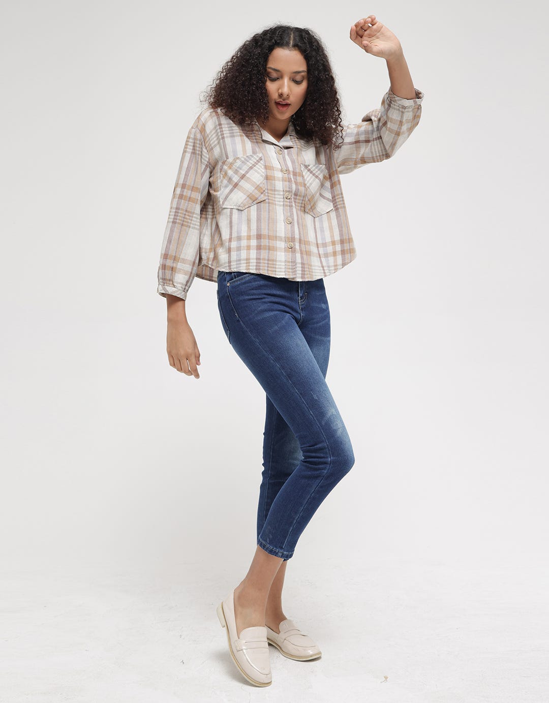 Triset Casual Plaid Motif Blouse