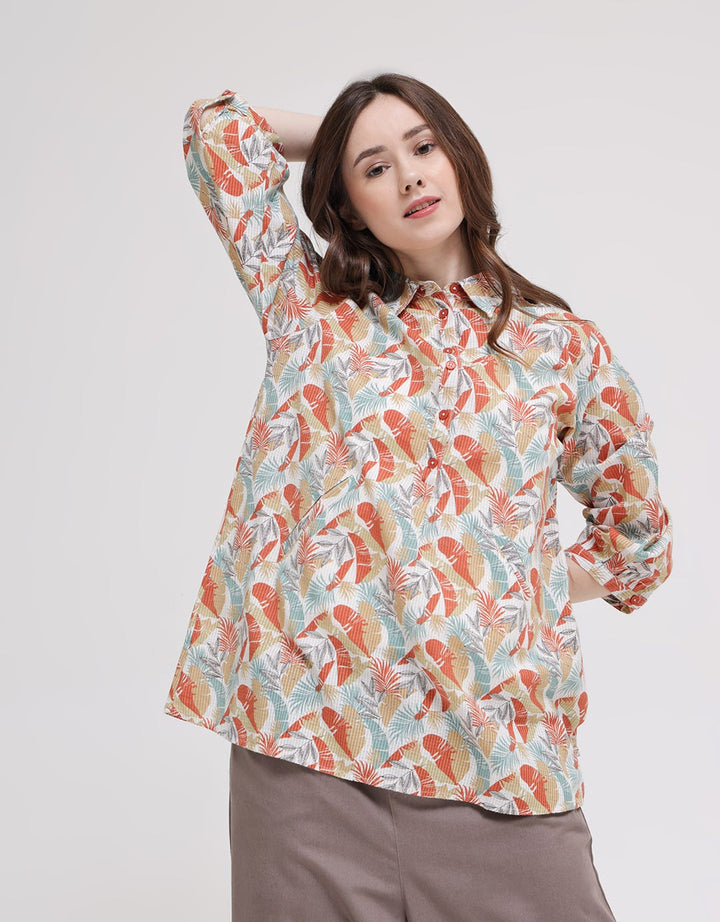 Triset Ladies Leaf Texture Blouse Women