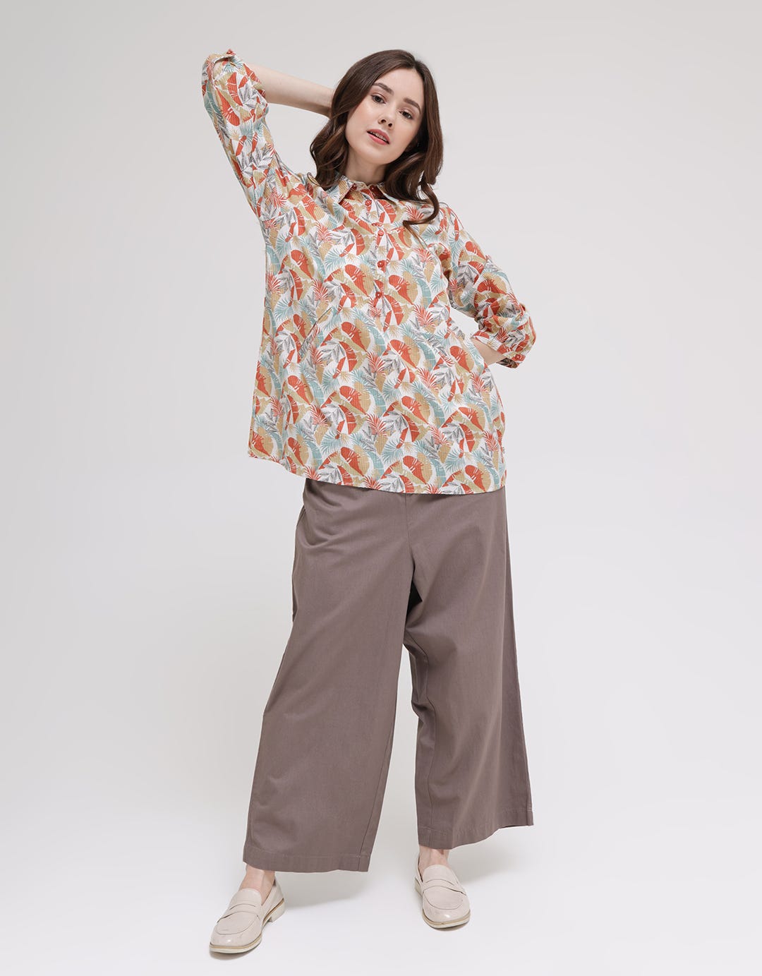 Triset Ladies Leaf Texture Blouse Women