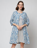 Triset Ladies Leaf Print Midi Dress Wanita