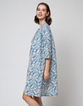 Triset Ladies Leaf Print Midi Dress Wanita