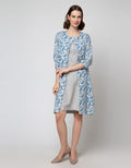 Triset Ladies Leaf Print Midi Dress Wanita
