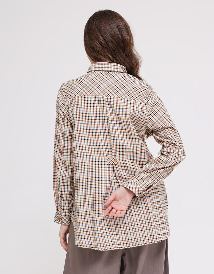 Triset Ladies Plaid Print Blouse Wanita
