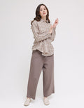 Triset Ladies Plaid Print Blouse Wanita