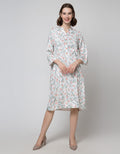 Triset Ladies Leaf Print Midi Dress Wanita