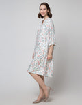 Triset Ladies Leaf Print Midi Dress Wanita