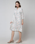Triset Ladies Leaf Print Midi Dress Wanita