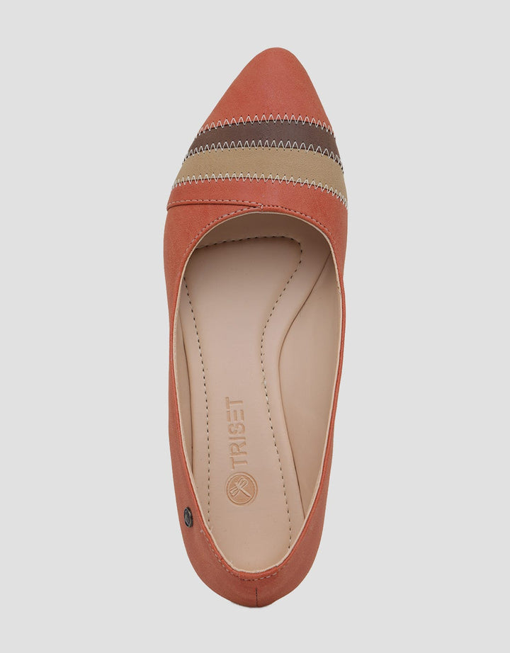 Triset Contrast Stitching Sepatu Flat Wanita