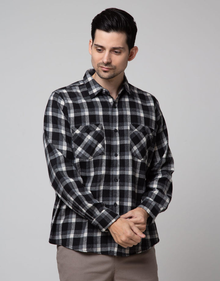 Details Long Sleeve Shirt Flannel Checks Kmi417