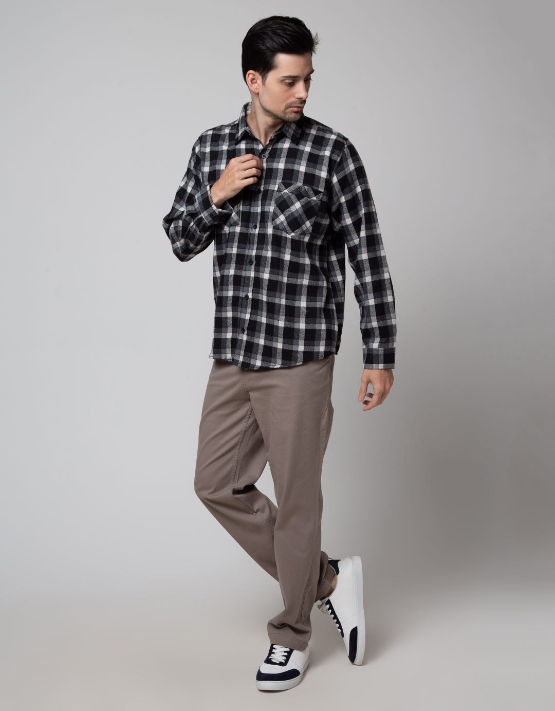 Details Long Sleeve Shirt Flannel Checks Kmi417