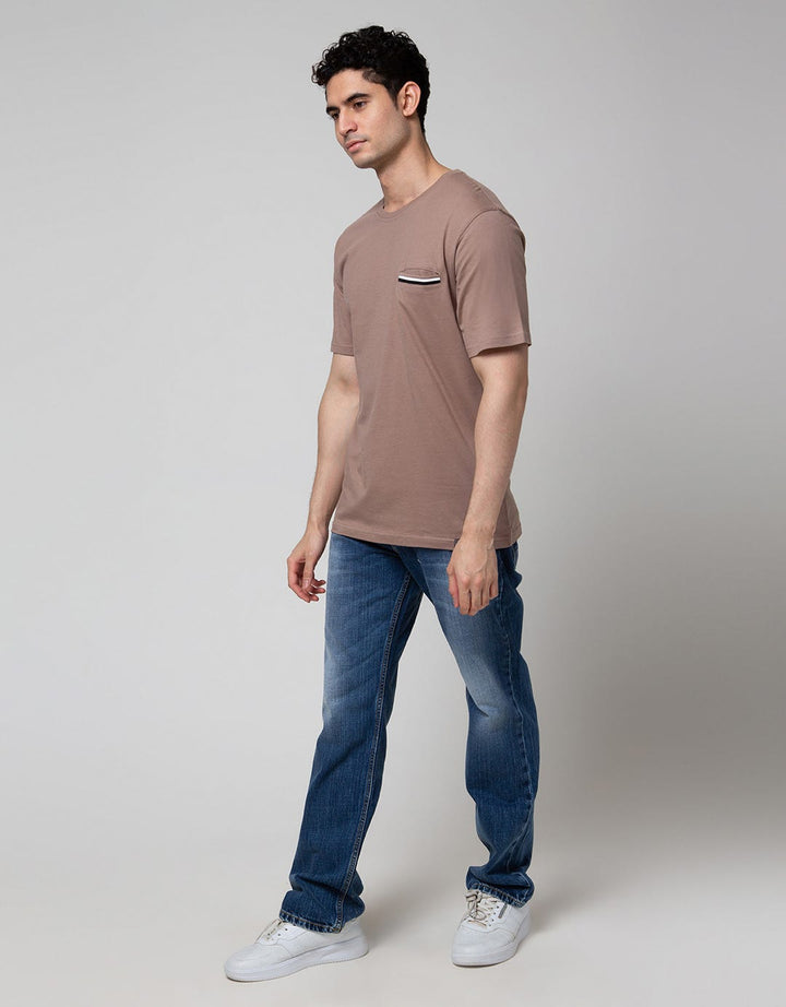 Details Short Sleeve T-Shirt Solid Manset At Pocket