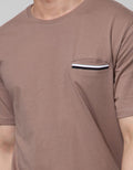 Details Short Sleeve T-Shirt Solid Manset At Pocket